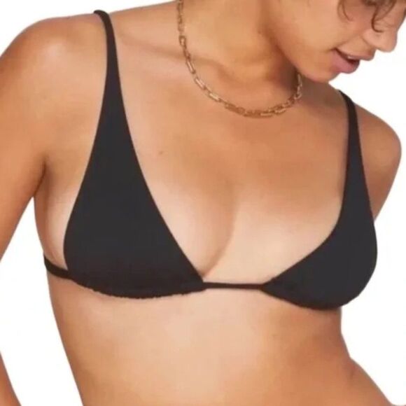 Andie Swim x Demi Moore The Tropez Triangle Bikini Top Size Medium Black - Picture 1 of 7